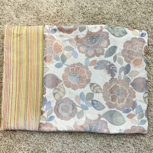 Pier 1 Imports Throw Pillow Covers pair 18" Square Striped Floral